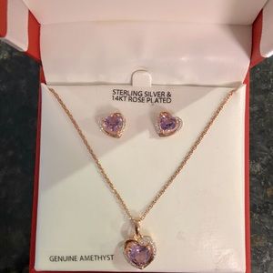 14KT Rose Plated  Necklace Earrings Set